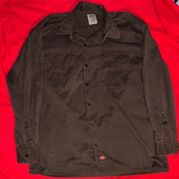 Dickies Brown Casual Button Down Shirt - Picture 1 of 7